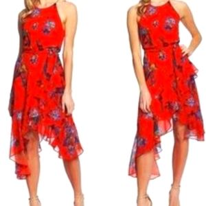 Cece Red Floral Dress, size 8